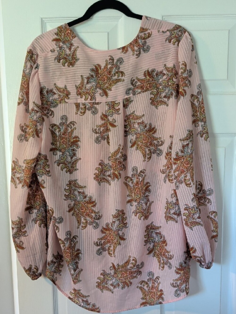 1X Ophelia Roe Light Pink Paisley Pleated Peasant Blouse - Picture 4 of 4